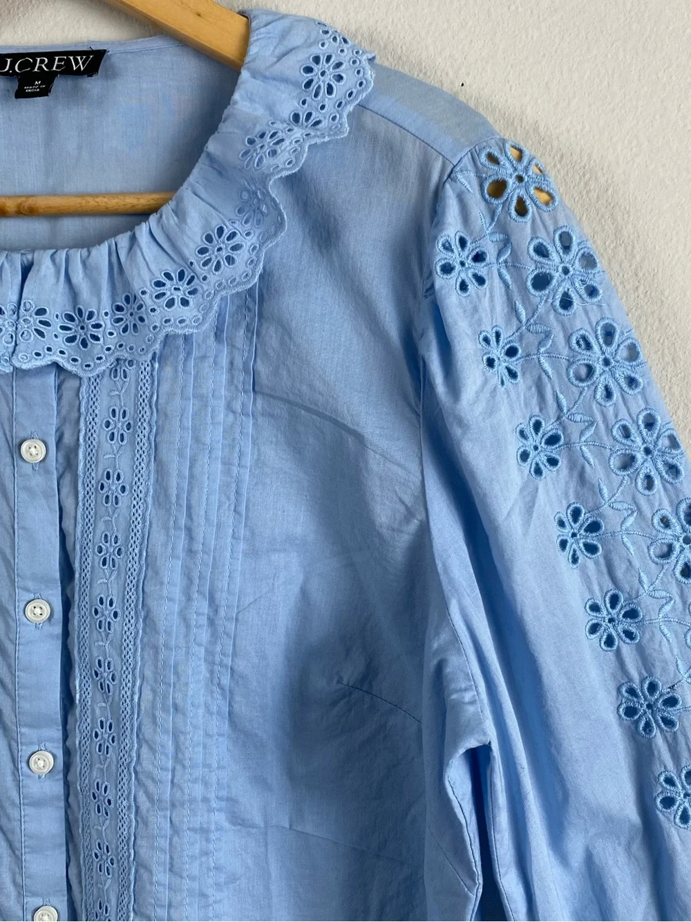 J. Crew Eyelet Trim Long Sleeve Button Up Shirt | Frozen Lake